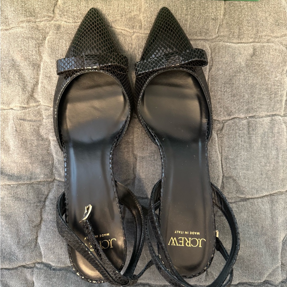 J. Crew Black Snakeskin Heels - 9